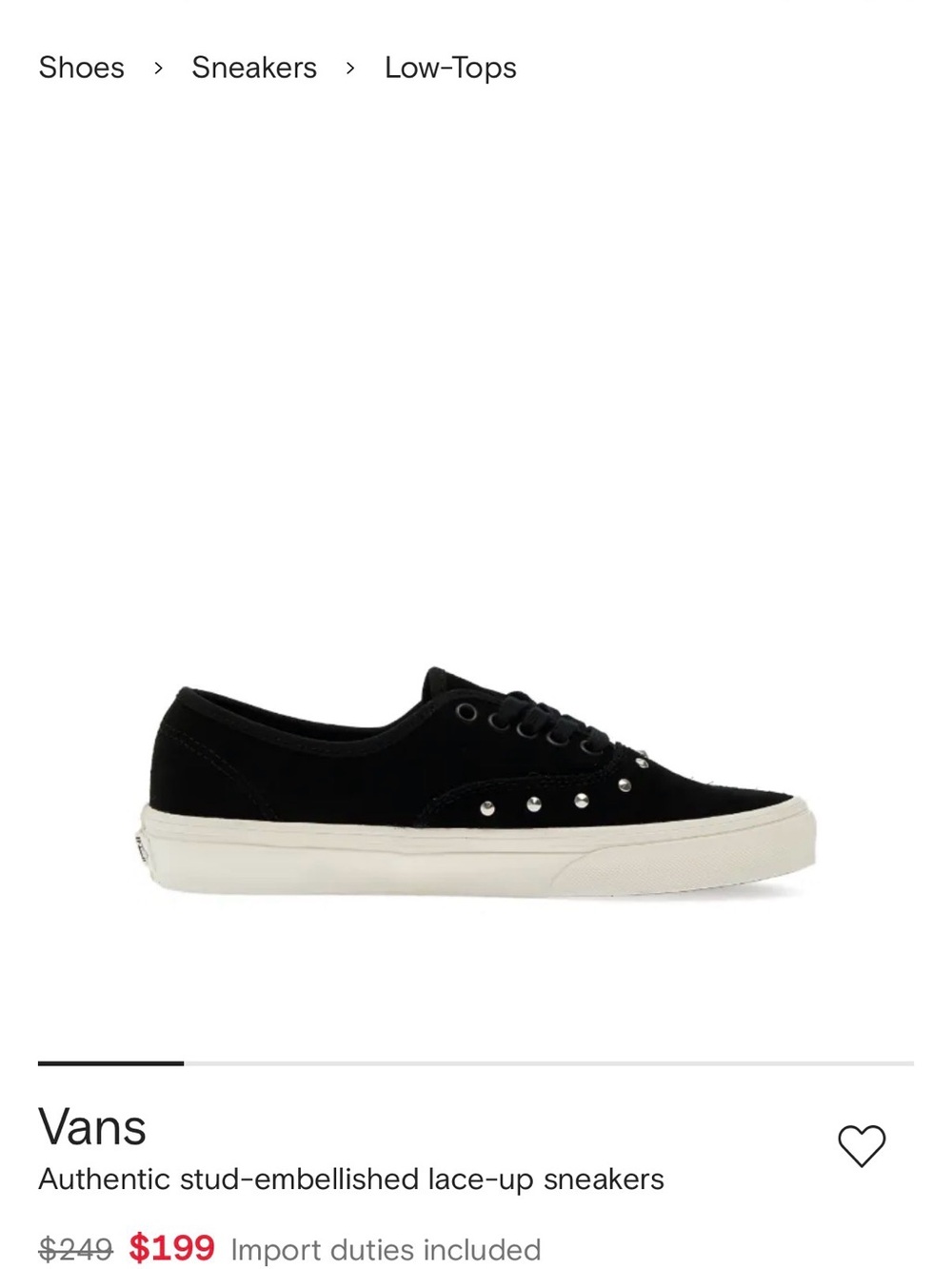 Vans Black Stud-Embellished Low-Top Sneakers
